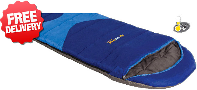 OZtrail Lawson Jumbo -5 Celcius Sleeping Bag - 230 x 90cm (Angle View)