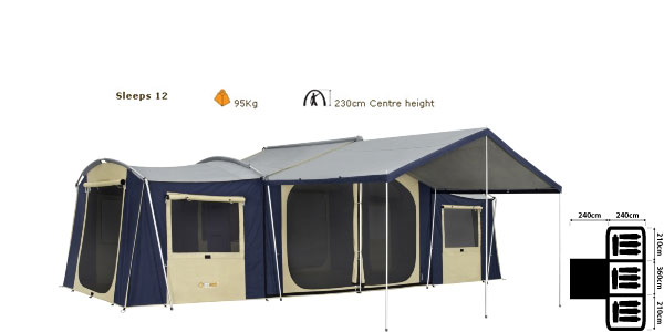 OZtrail Chateau 12 Canvas Cabin Tent - Dimensions