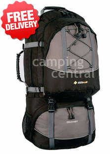 OZtrail Discovery 65 Lt Backpack Travel Pack Hiking Bag - Front View