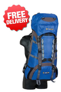 OZtrail Aegean 60Lt Rucksack Backpack Travel Hiking Bag - Colour Blue