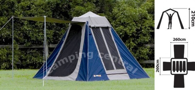 OZtrail Tourer 9 Canvas Touring Tent - (Angle View)
