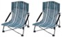 2 X OZtrail Deluxe Portable Camp Picnic Beach Chair - (Blue Green with White Stripes)