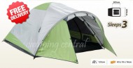 OZtrail Classic 3V Dome Hiking 3 Man Person Tent - Dimensional and Floor Plan