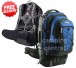 Caribee Thunder Bay 75 Travelpack + 28L Daypack Bag - Front and Back View (Blue)