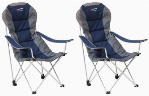 2 x Caribee Ultimate Folding Camping Picnic Arm Chair - Two Pair