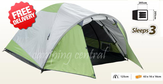 OZtrail Classic 3V Dome Hiking 3 Man Person Tent - Dimensional and Floor Plan